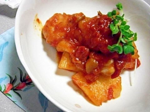 簡単♪冬瓜と鶏もも肉のトマト煮込み♪